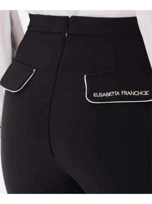 PANTALONI CON PIPING A CONTRASTO ELISABETTA FRANCHI | PA08451E2685 nero/burro